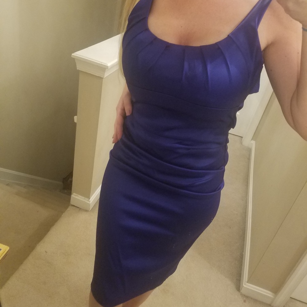 Silk Navy Blue Midi Dress S